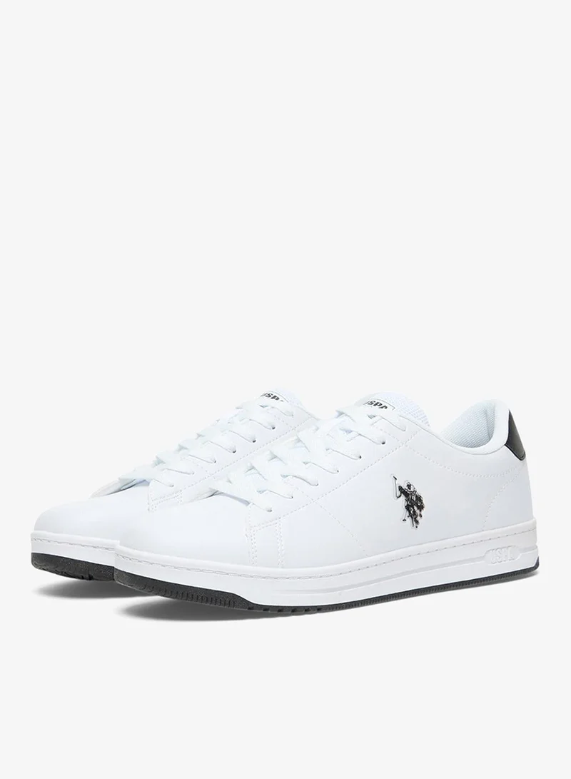 U.S. Polo Assn. White/Black Men's White Low-Top Sneakers with Black Heel Accent - Stylish Lace-Up Design Shoes with Comfort Cushioned Sole for Everyday Wear for Men | Best Price UAE