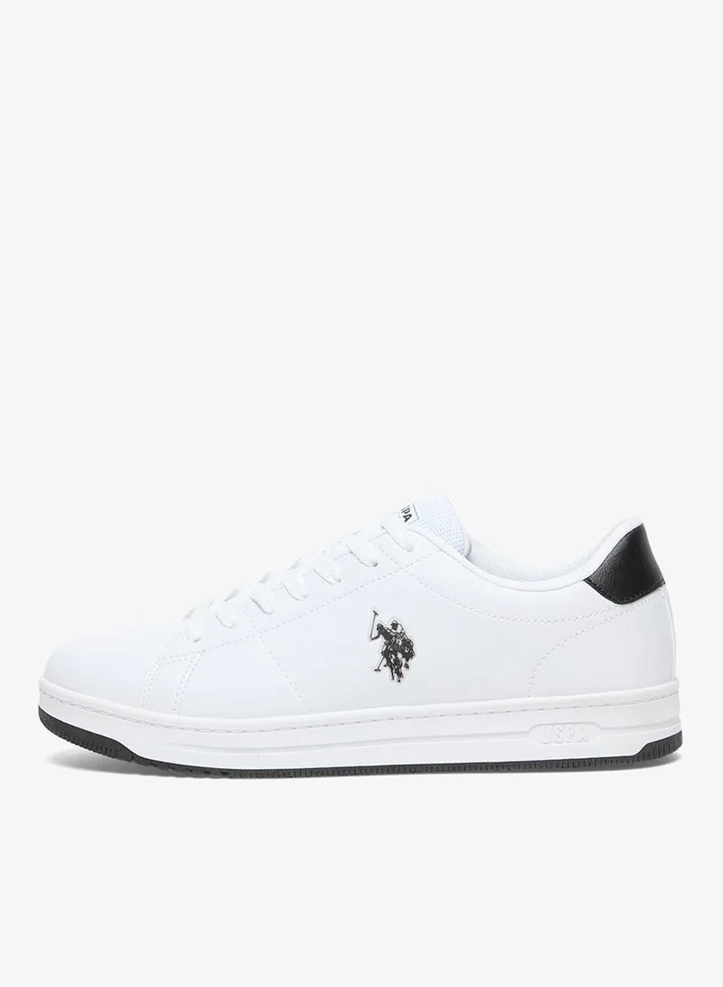 U.S. Polo Assn. White/Black Men's White Low-Top Sneakers with Black Heel Accent - Stylish Lace-Up Design Shoes with Comfort Cushioned Sole for Everyday Wear for Men | Best Price UAE