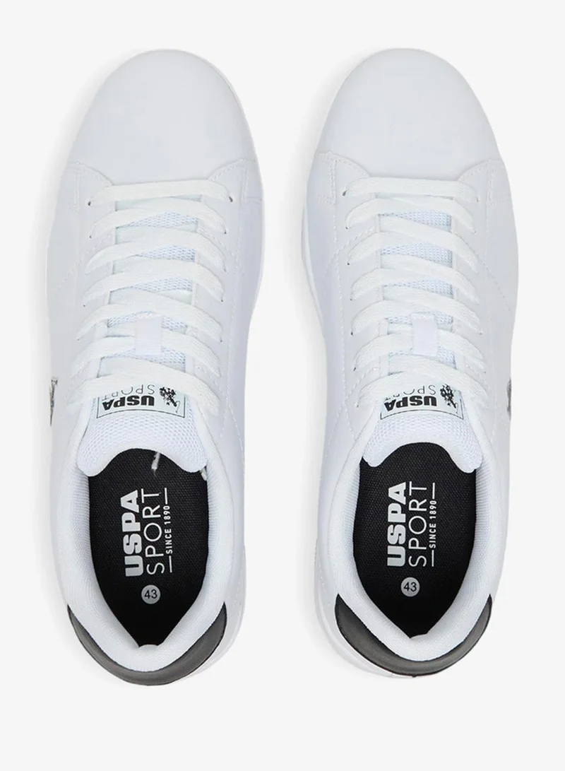 U.S. Polo Assn. White/Black Men's White Low-Top Sneakers with Black Heel Accent - Stylish Lace-Up Design Shoes with Comfort Cushioned Sole for Everyday Wear for Men | Best Price UAE