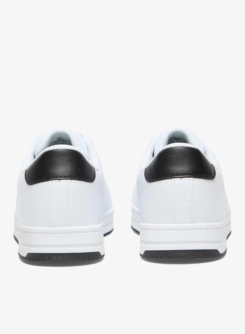 U.S. Polo Assn. White/Black Men's White Low-Top Sneakers with Black Heel Accent - Stylish Lace-Up Design Shoes with Comfort Cushioned Sole for Everyday Wear for Men | Best Price UAE