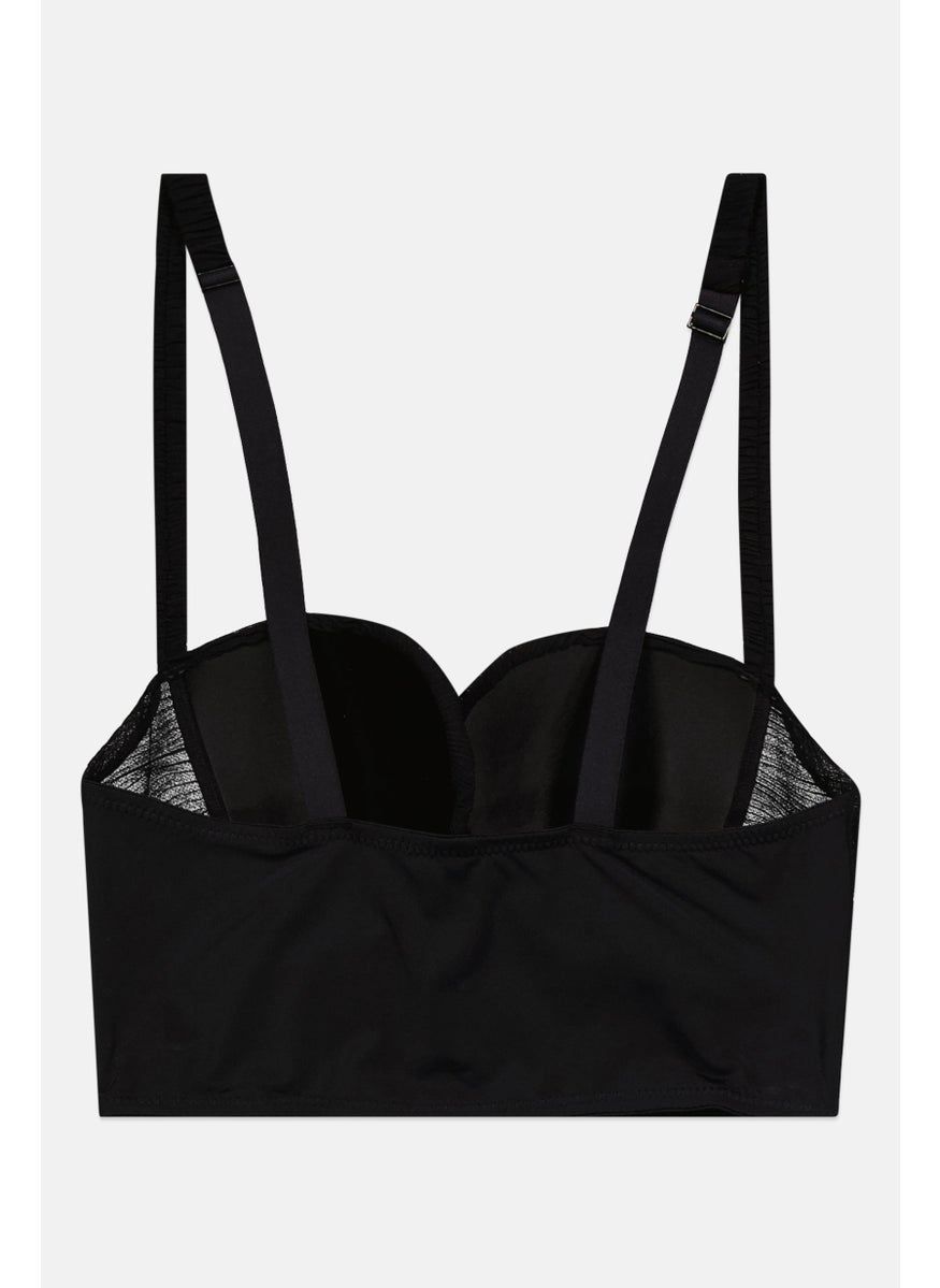 UNDIZ - Women Textured Padded Bra, Black - Image 1