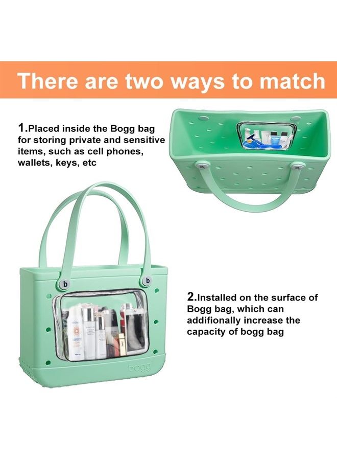 Everfunny 3 Packs Clear Bogg Beach Tote Bag with 2 Pack Insert Hooks Accessories for Bogg Bags Travel Makeup Clean Toiletry Brush Organizer Cosmetic Divider Storage Inner Pouch - Image 2