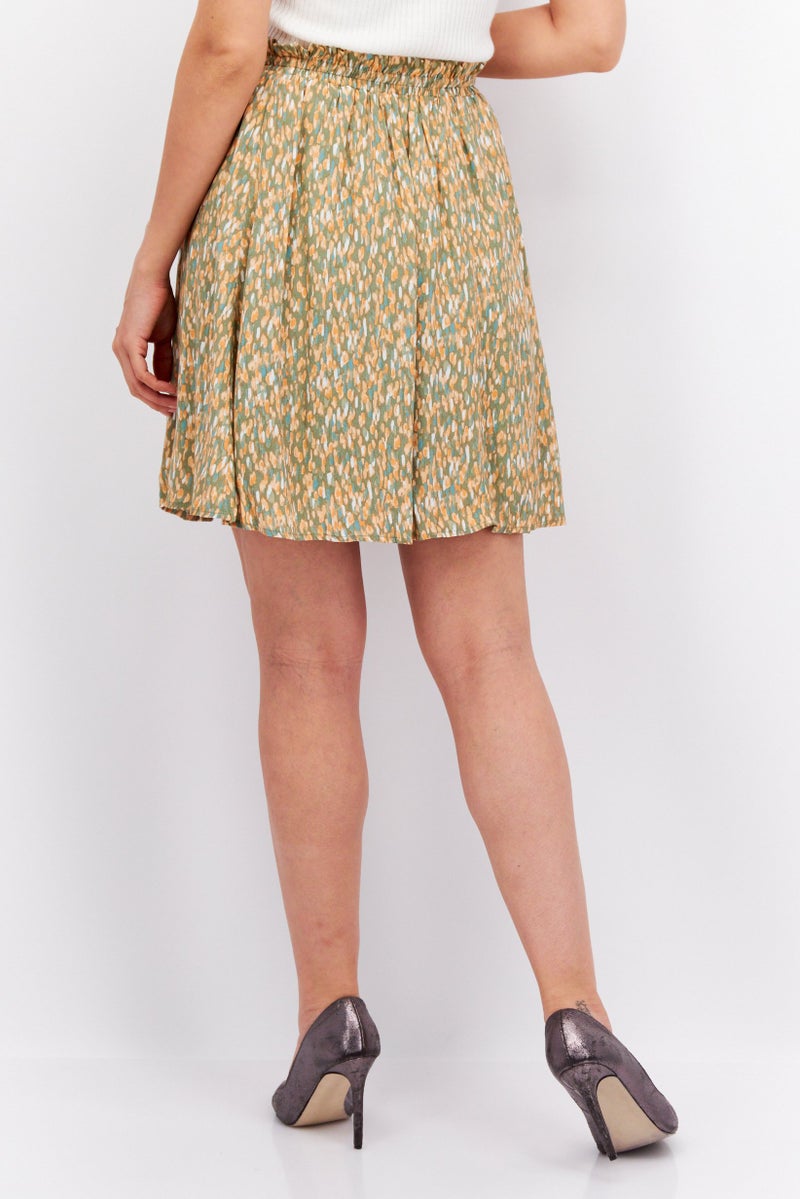 ESPRIT Women Allover Print Pull-On Mini Skirt, Orange Combo - Image 4