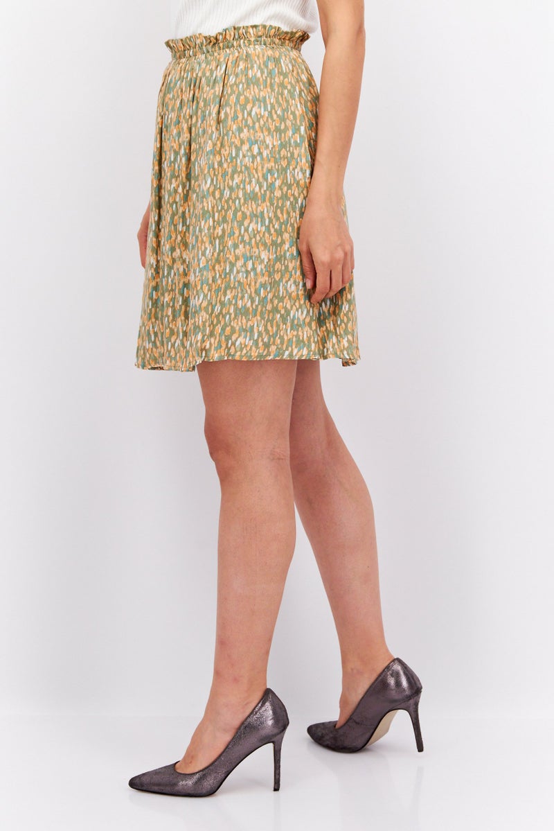 ESPRIT Women Allover Print Pull-On Mini Skirt, Orange Combo - Image 3