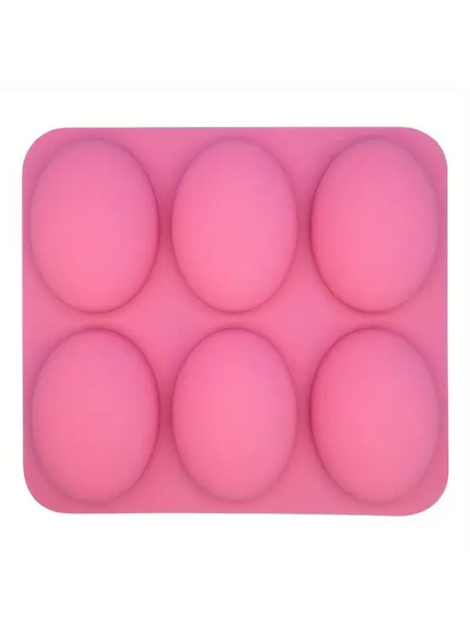 Pink Silicone Mold 6 Cavity Oval Goose Egg Shape For Chocolate Soap Cake Baking - Image 2
