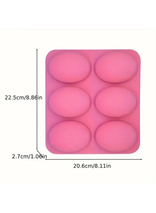 Pink Silicone Mold 6 Cavity Oval Goose Egg Shape For Chocolate Soap Cake Baking - Image 3