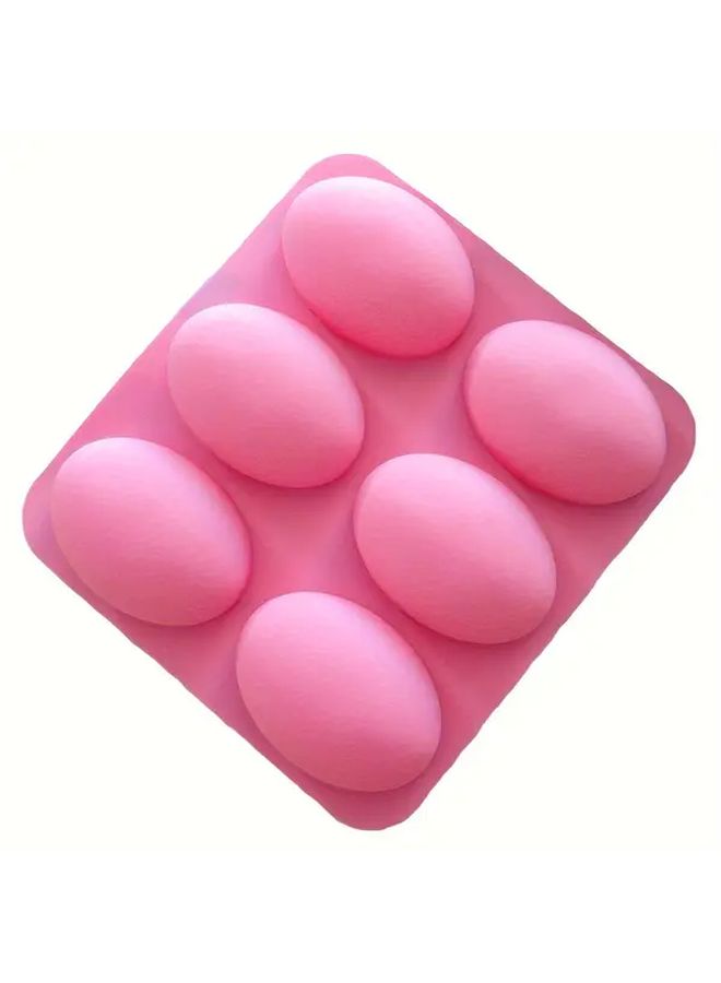 Pink Silicone Mold 6 Cavity Oval Goose Egg Shape For Chocolate Soap Cake Baking - Image 4