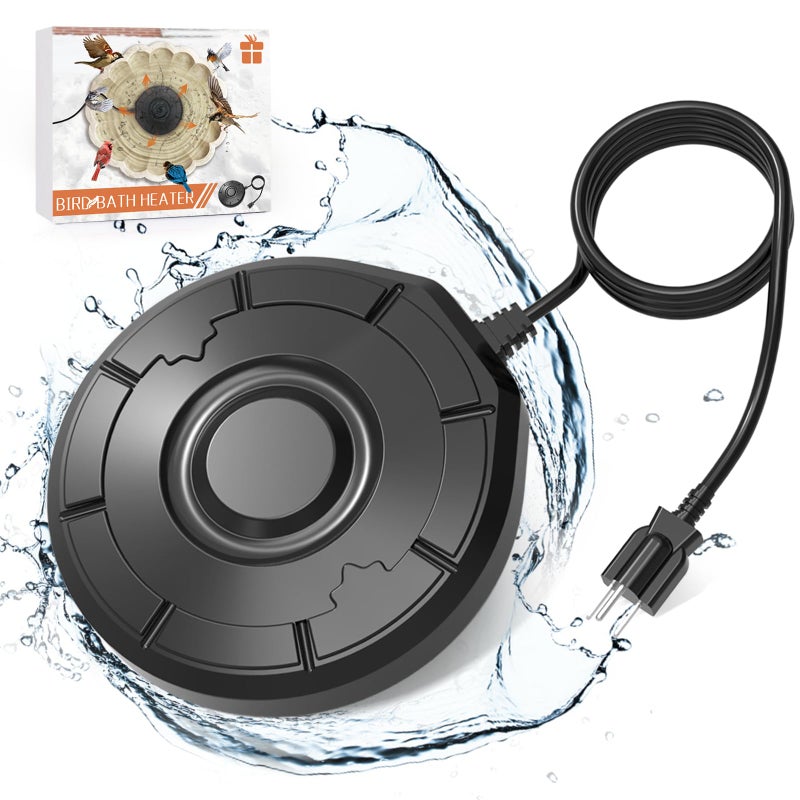 Cearktiy Bird Bath Heater,Birdbaths De-Icer,Birdbath Water Heater Deicer with Thermostatically Controlled,Heated Bird Bath Deicer Suitable for Birdbath Farm Livestock Drinking Outdoors in Winter,Black - Image 1