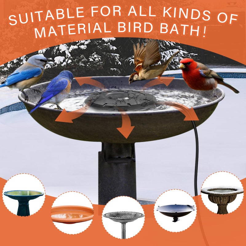 Cearktiy Bird Bath Heater,Birdbaths De-Icer,Birdbath Water Heater Deicer with Thermostatically Controlled,Heated Bird Bath Deicer Suitable for Birdbath Farm Livestock Drinking Outdoors in Winter,Black - Image 5