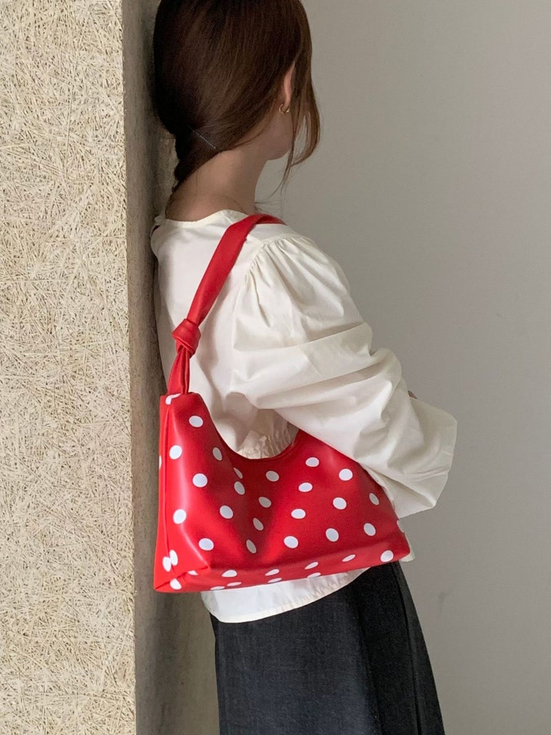 Duoguo Women'S Bag Niche Polka Dot Contrast Color Underarm Handbag Women'S 2025 Korean Casual Sweet Fresh Shoulder Bag - Image 4