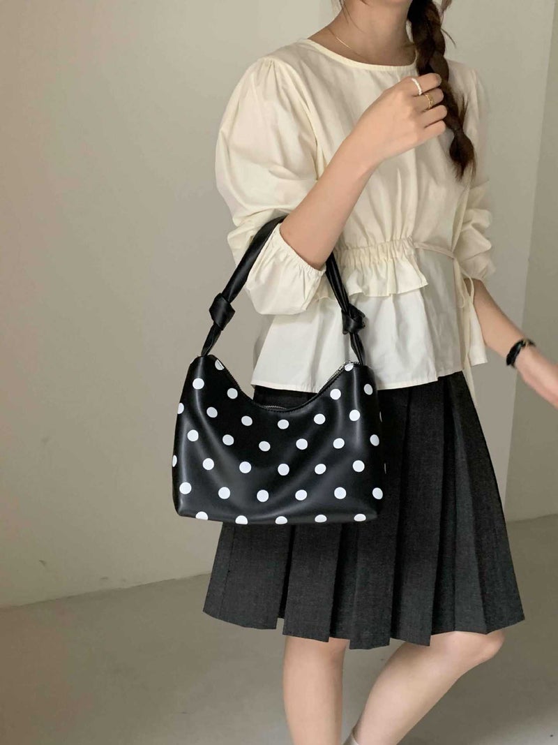 Duoguo Women'S Bag Niche Polka Dot Contrast Color Underarm Handbag Women'S 2025 Korean Casual Sweet Fresh Shoulder Bag - Image 1