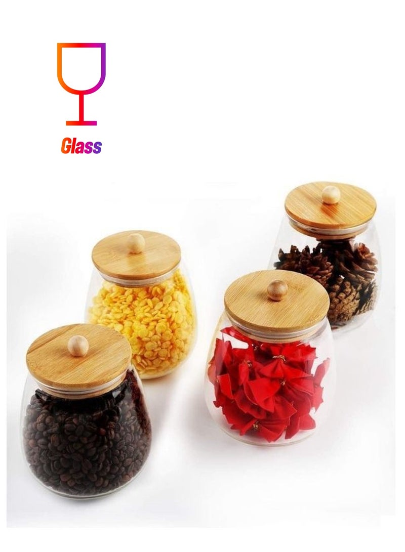 NIBEMINENT 4-Piece Round Glass Food Storage Jars  - Image 1
