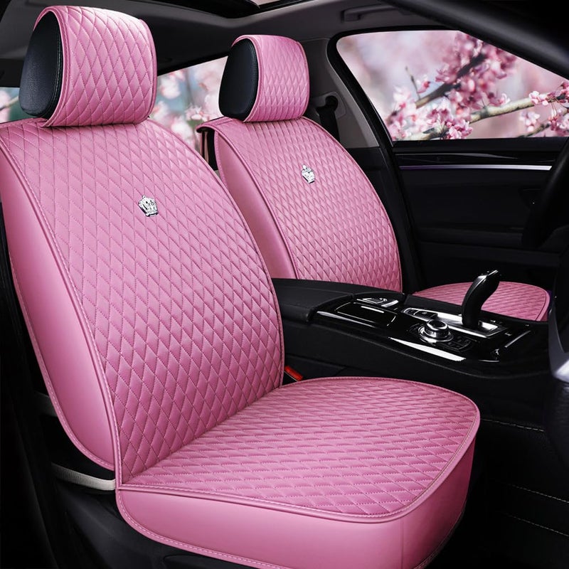 Red Rain Pink Seat Covers Full Set Universal Front and Rear Auto Seat Cover Luxury Leather Seat Cover AAPink