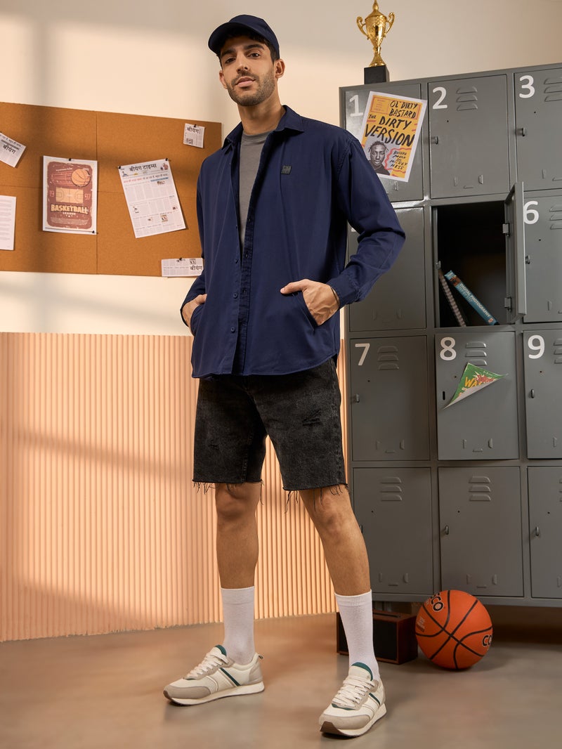 بيونغ قميص رجالي أزرق داكن بجيبين - Image 2