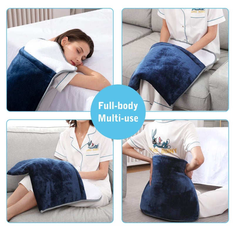 FIGERM Foot Warmer Electric, Heating Pad King Size Ultra Soft Flannel, Extra Large for Bed, Abdomen, Feet, Back, Cramp, Office/Home Under Desk, 10ft Cord, Auto Off, 22" x 20" - Blue - Image 4