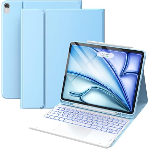 GreenLaw Keyboard for iPad Air 13 inch (M3/M2), Magnetic Detachable Keyboard with Multi-Touch Trackpad, 7 Colors Backlit Stain Resistant Cover for iPad Air 13"(M3 2025/M2 2024), Pale Blue - Image 1
