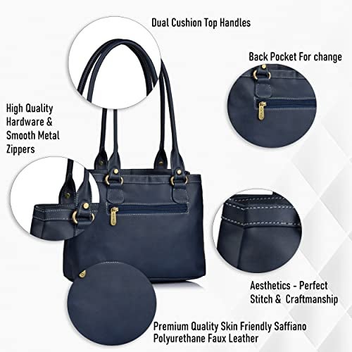 Fostelo Women's Hynes Satchel Tote Handbag for Women | Ladies Purse | Stylish Shoulder Bag | Gift For Women | Blue - Image 2
