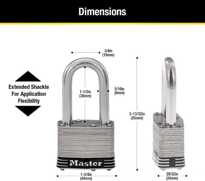 MasterLock 1SSQLF Stainless Steel Outdoor Padlock with Key, 4 Pack Keyed-Alike - Image 5