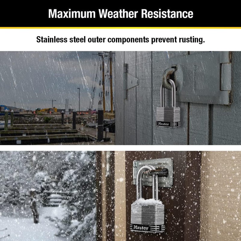 MasterLock 1SSQLF Stainless Steel Outdoor Padlock with Key, 4 Pack Keyed-Alike - Image 3