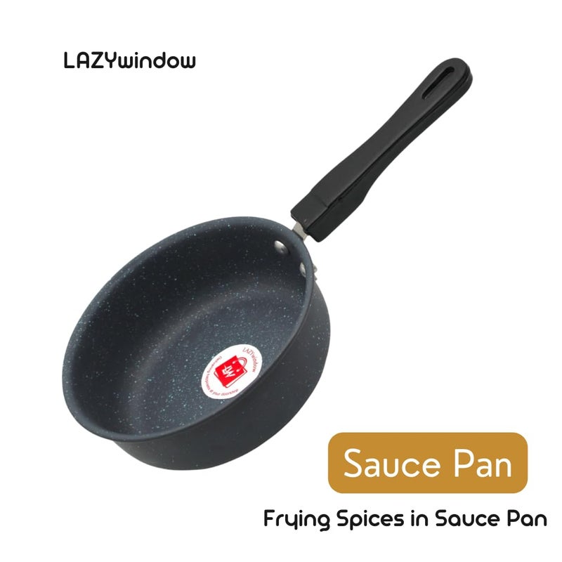 LAZYwindow Nonstick Baby Sauce Pan/Frying Pan 17cm Dia, (Base Colour Grey) Pack of 1 - Image 2