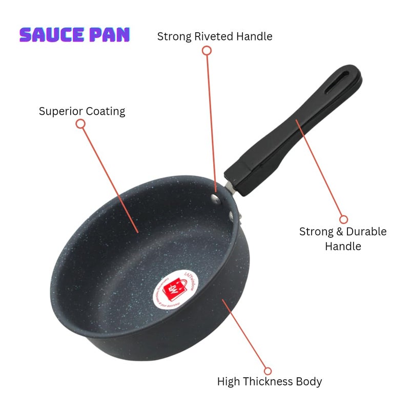 LAZYwindow Nonstick Baby Sauce Pan/Frying Pan 17cm Dia, (Base Colour Grey) Pack of 1 - Image 3