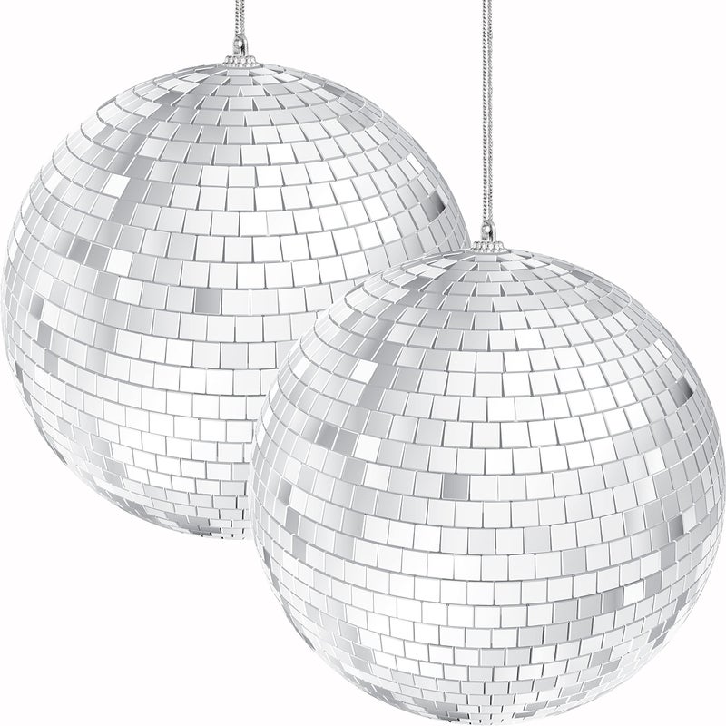The Dreidel Company The Dreidel Company Mirror Disco Ball 4 Inch 4Pack Silver Hanging Ball with Attached String for Ring Reflects Light Fun Party Home Bands Decorations Party Favor 4Pack 