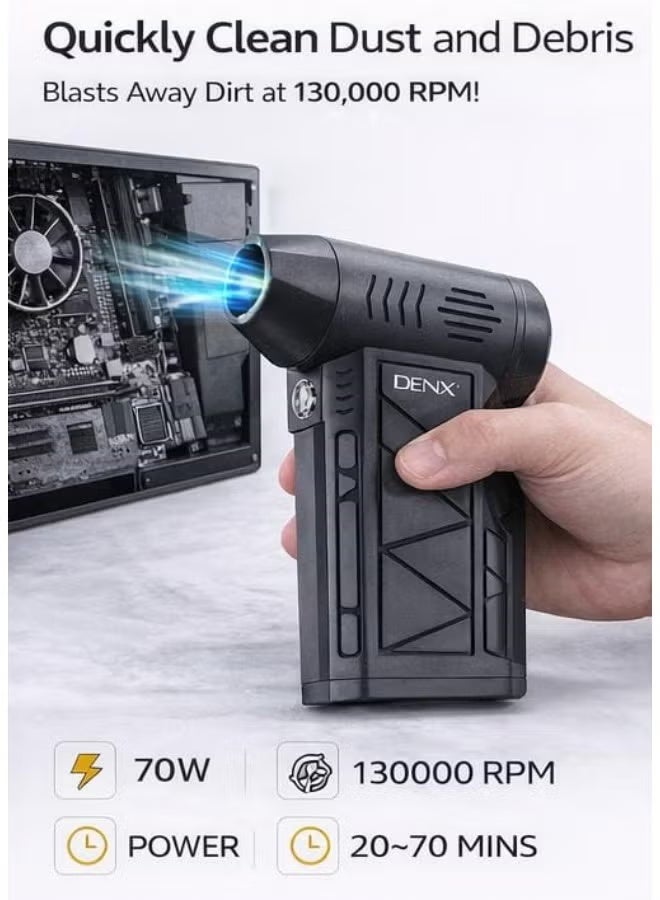 Denx DX2582 Mini Jet Fan Electric Air Duster, 130000RPM High-Speed Motor, 5000mAh Rechargeable Battery, for Electronics Cleaning - Image 3