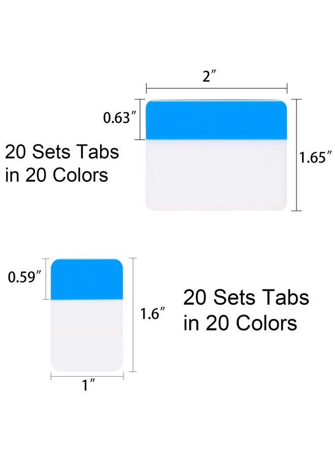 Jovitec 800 Pieces File Tabs Sticky Index Tabs Writable And Repositionable Filing Tabs Flags For Pages Or Book Markers Reading Notes Classify Files 40 Sets (24 Colors 1 Inch And 2 Inch) - Image 2