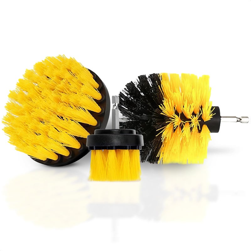 3 Pcs Drill Brush Scrubber Set Drill Scrubber Brush Kit with Nylon Bristles 2354 Heads 14 Hex Shaft MultiSurface Set for Bathroom Tile Car Wheels Garage Floors Pool Steps Grout Lines