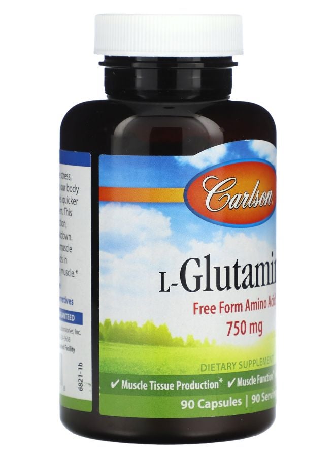 Carlson L-Glutamine 750 mg 90 Capsules - Image 2