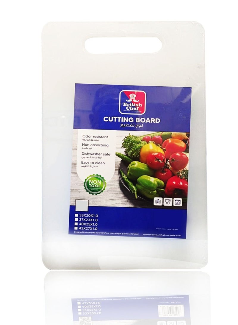 British Chef Cutting Board, Dishwasher Safe NON Toxic odor resistant Plastic Board for Kitchen with Easy Grip Handle -White - Image 3