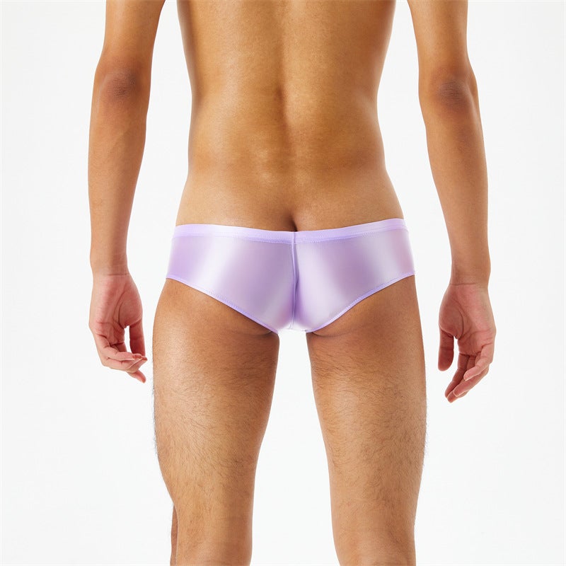Thin Oil-Permeable Bright Gloss High Elastic Large Size Silk Smooth Ultra-Low Waist Men'S Boxer Underwear Lingerie 7072 - Image 1