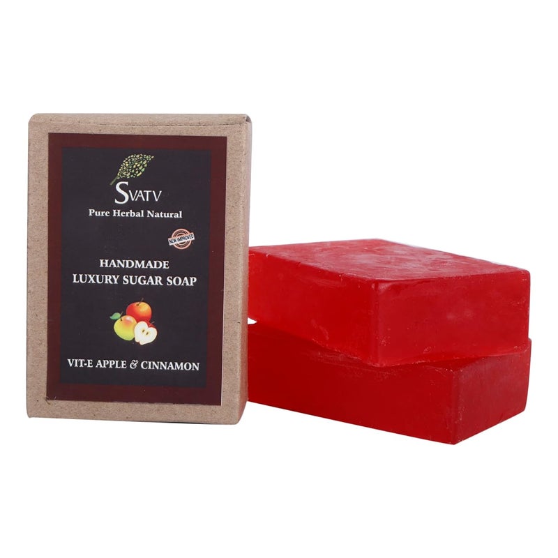 SVATV Handcrafted Soap With Natural, Soothing Herbs Of VITAMIN-E, APPLE & CINNAMON For Men And Women - Exfoliating Bar, Traditional Ayurvedic Herbal Soap For All Skin Type - 125g X 2 = 250g