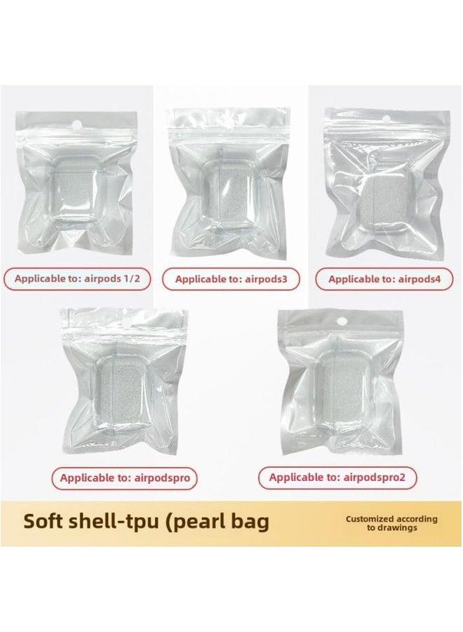 Suitable For Airpods Bluetooth Headset Protective Cover TPU Transparent Soft Case 2/3 Generation/PRO/PRO2 Earphone Case-Color:TPU Shell + Pearlescent Bag-Model:Airpods--Pro2 Generation Case--with Hanging Ears - Image 1