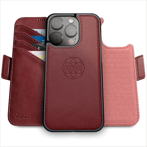 Dreem for iPhone 16 Pro Max Case Wallet, Revolutionary Phone Stand, Vegan Leather, MagSafe-Fit, Magnetic Detachable Flip Cover, RFID Blocking Card Holder, Gift-Box [Fibonacci:Burgundy] - Image 1