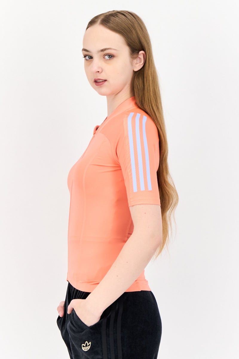 Adidas تي شيرت تدريب قصير الأكمام للنساء، برتقالي - Image 3