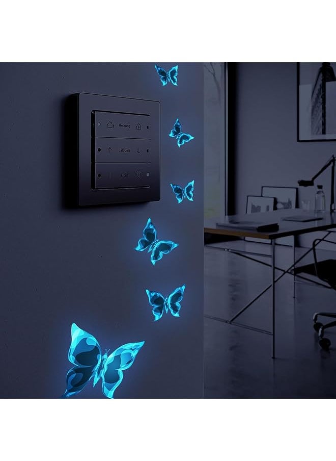 erorex Glow In The Dark Wall Decals Bunny Rainbow Astronaut Butterfly Kids Wallpaper For Ceiling Or Wall Removable Glow In The Dark Decals Suitable For Boy Girl Bedroom Blue Butterfly  - Image 3
