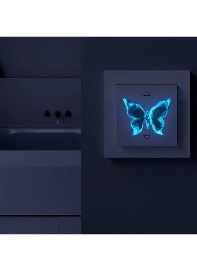 erorex Glow In The Dark Wall Decals Bunny Rainbow Astronaut Butterfly Kids Wallpaper For Ceiling Or Wall Removable Glow In The Dark Decals Suitable For Boy Girl Bedroom Blue Butterfly  - Image 2