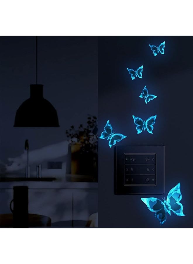 erorex Glow In The Dark Wall Decals Bunny Rainbow Astronaut Butterfly Kids Wallpaper For Ceiling Or Wall Removable Glow In The Dark Decals Suitable For Boy Girl Bedroom Blue Butterfly  - Image 1