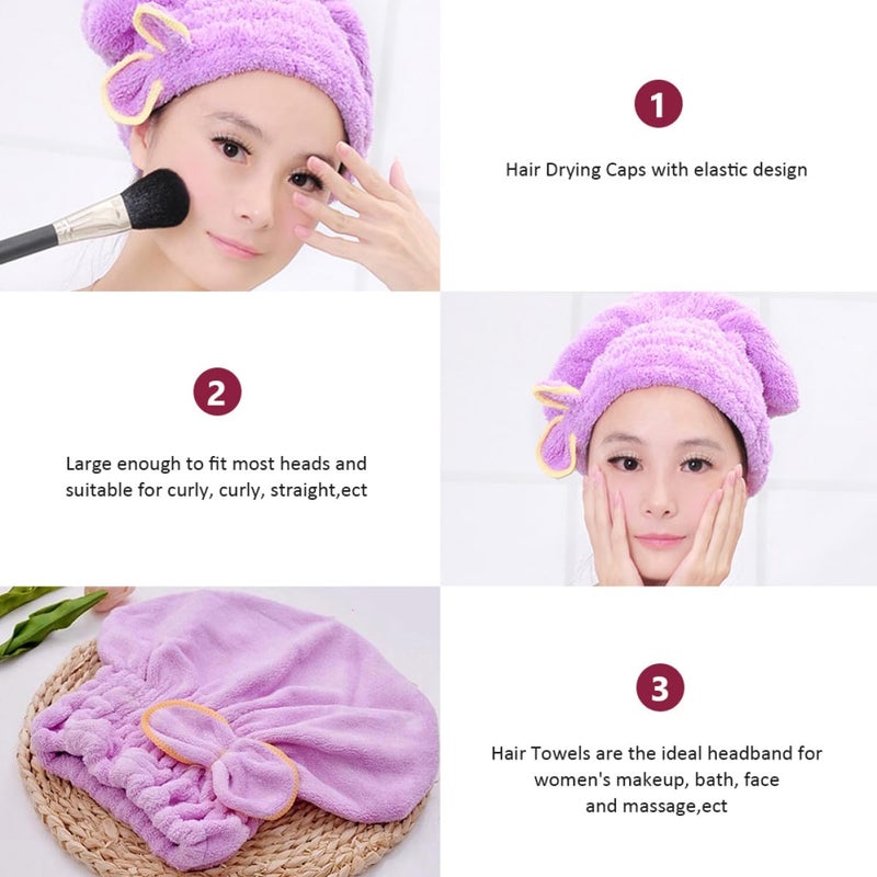 2Pcs Purple And Watermelon Red Microfiber Hair Towel Super Absorbent Quick Dry Hair Wrap - Image 4