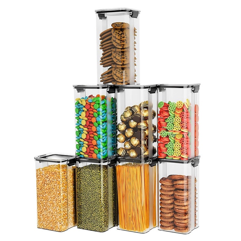 Homeor Air-Tight BPA Free Food Grade Plastic Storage Jar Containers For Kitchen/Storage Organizer/Containers For Kitchen Set/Multipurpose Jar/Stackable & Transparent Organizer Jars, 1700 ML Set of 4 - Image 5