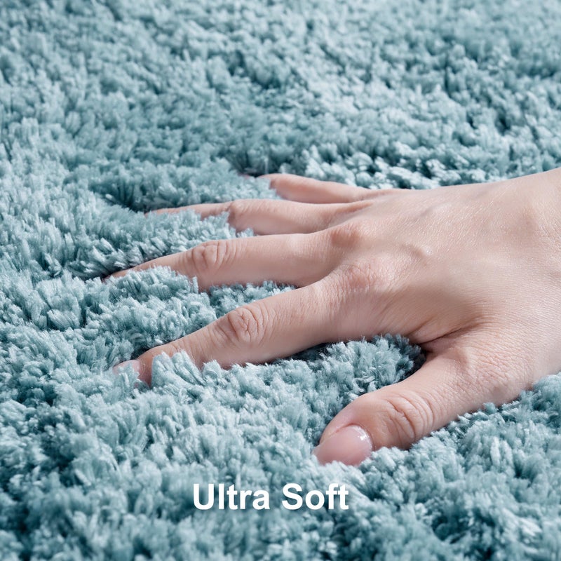 WCBSTT 3 Pieces Luxury Bathroom Rug Set with U-Shaped Toilet Rug, Non-Slip Rubber Bottom, Thick Microfiber Fluffy Plush, Water absorption, Quick Dry, Ultra Soft, Bath Mats for Bathroom, Tub(Lake Blue) - Image 3