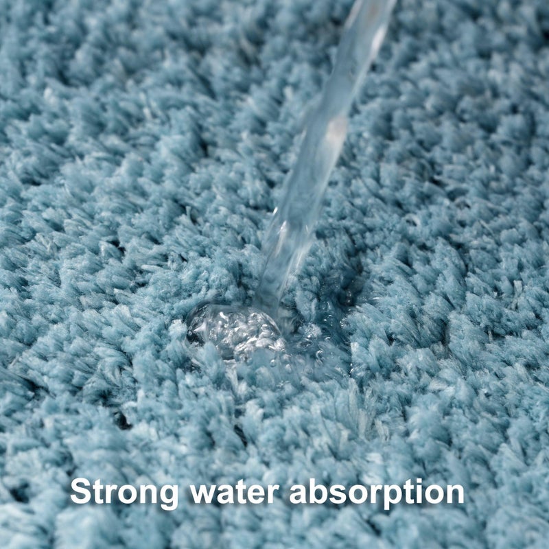 WCBSTT 3 Pieces Luxury Bathroom Rug Set with U-Shaped Toilet Rug, Non-Slip Rubber Bottom, Thick Microfiber Fluffy Plush, Water absorption, Quick Dry, Ultra Soft, Bath Mats for Bathroom, Tub(Lake Blue) - Image 5