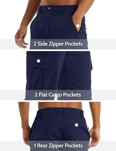 MAGCOMSEN Casual Shorts for Men Summer Sweat Shorts Fishing Long Shorts Hiking Pants Mens Cargo Shorts Basketball Outdoor Cropped Pants Navy - Image 4