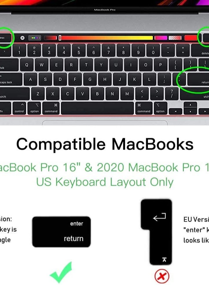 غطاء لوحة مفاتيح رفيع للغاية متوافق مع أجهزة MacBook Pro مقاس 13 بوصة M2 M1 A2338 A2289 A2251 وMacBook Pro مقاس 16 بوصة إصدار 2019 A2141 مع Touch Bar وTouch ID وشاشة Retina، TPU شفاف - Image 2