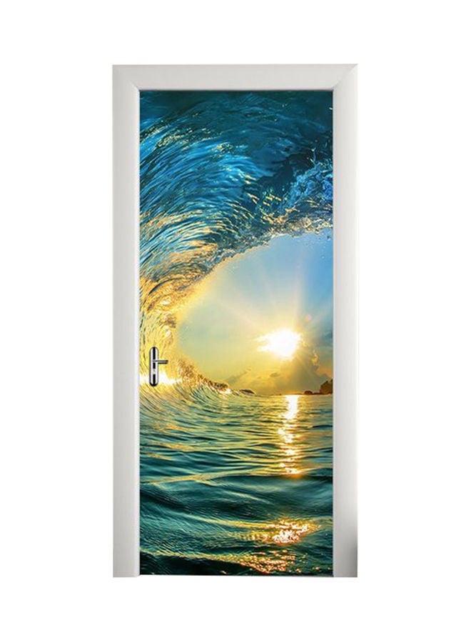 NIBEMINENT 3D Stereo Sea Spray Wall Sticker Blue/Yellow/White 77x200centimeter - Image 1