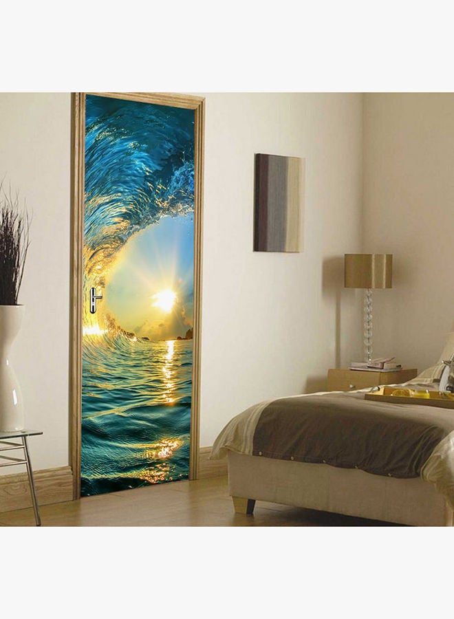 NIBEMINENT 3D Stereo Sea Spray Wall Sticker Blue/Yellow/White 77x200centimeter - Image 2