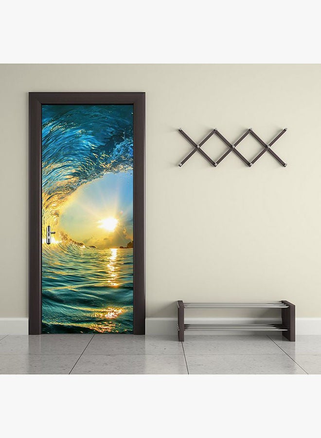 NIBEMINENT 3D Stereo Sea Spray Wall Sticker Blue/Yellow/White 77x200centimeter - Image 3