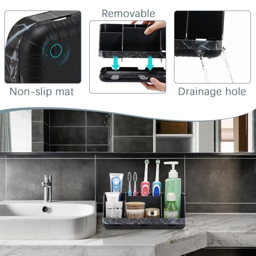 GFWARE Marble Black Toothbrush Holders for Bathrooms - Detachable 7 Slots Bathroom Organizer Countertop Matte Black Electric Toothbrush and Toothpaste Holder for Bathroom Counter Vanity Sink Storage - Image 4