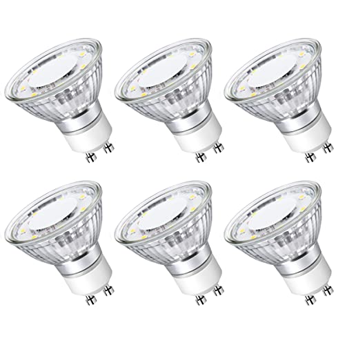 Lepro LE GU10 LED Light Bulbs Non-Dimmable, 5000K Daylight White GU10 Bulb Replacement for Recessed Track Lighting, 4W LED Bulbs with 100°Flood Beam for Kitchen, Range Hood, Living Room, Bedroom, 6 Pack - Image 1